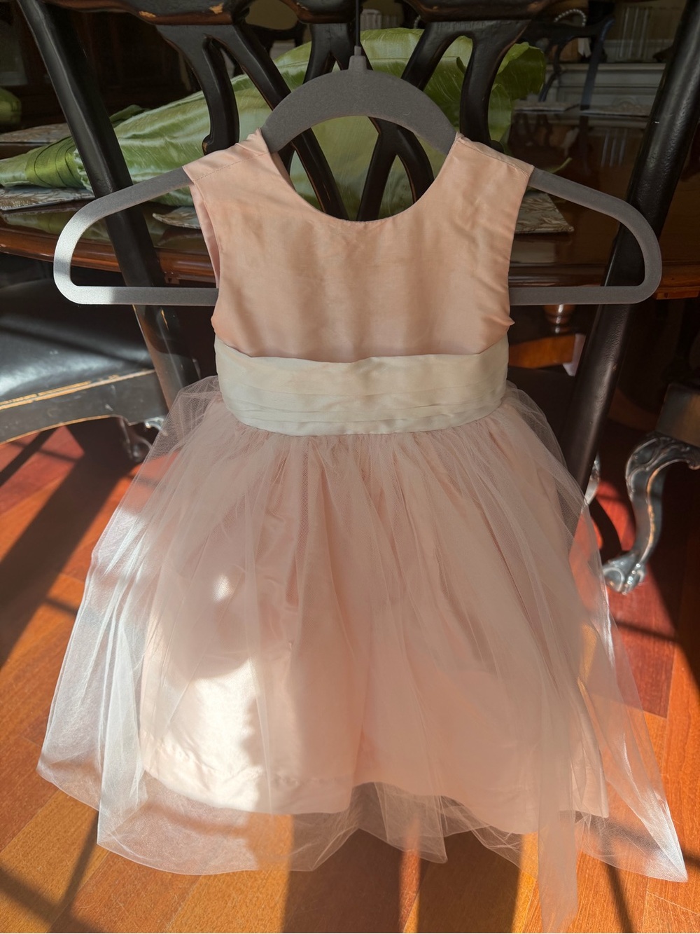Pegeen Sleeveless Pink Tulle Dress with Ivory Waistband for Girls